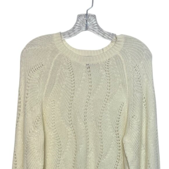 Harlow & Rose Cable Knit Sweater Womens Large Cream Long Sleeve Lightweight - Picture 3 of 6